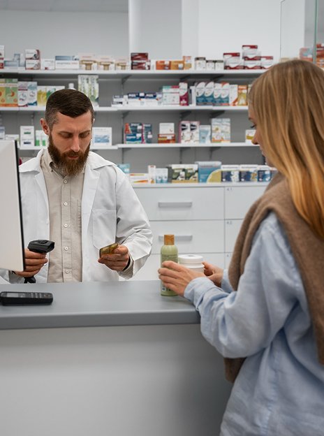 Pharmacist helping customer